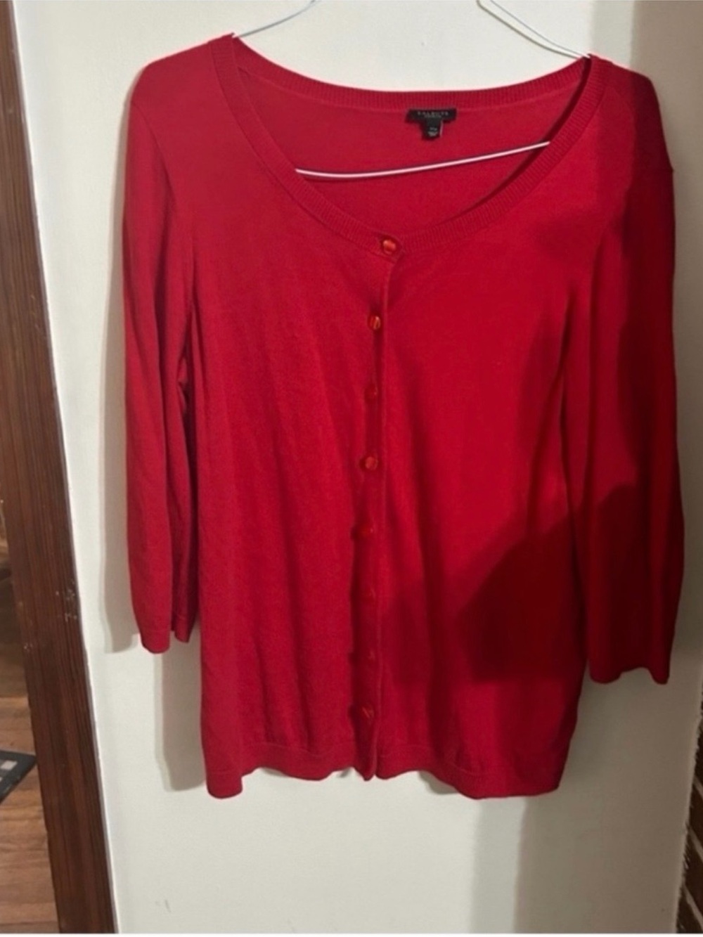 Talbots Size 1x petite Vibrant Red Scoop-Neck Button Cardigan